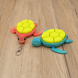 Porte-clés Turtle Clicker Fidget avec clip pour sac - Jouet sensoriel à écaille de tortue imprimé en 3D