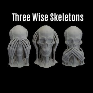 Three Wise Skeletons Set | 3D Printed Gothic Halloween Skeleton Decorations