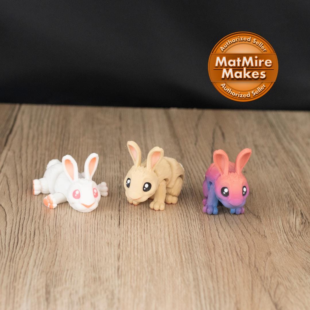 Tiny Rabbits | 3D Printed Flexible Model - Etsy