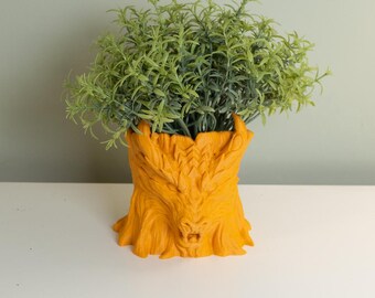 Vaso Cabeça de Dragão Feroz | Vaso de Fantasia Impresso em 3D para Suculentas e Plantas Pequenas