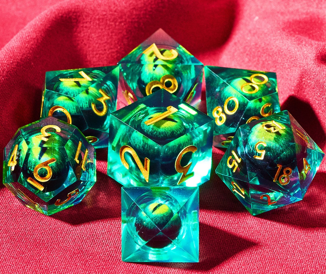 Liquid Core Dragon Eye Dnd Dice Set for Role Playing Games, Liquid Core