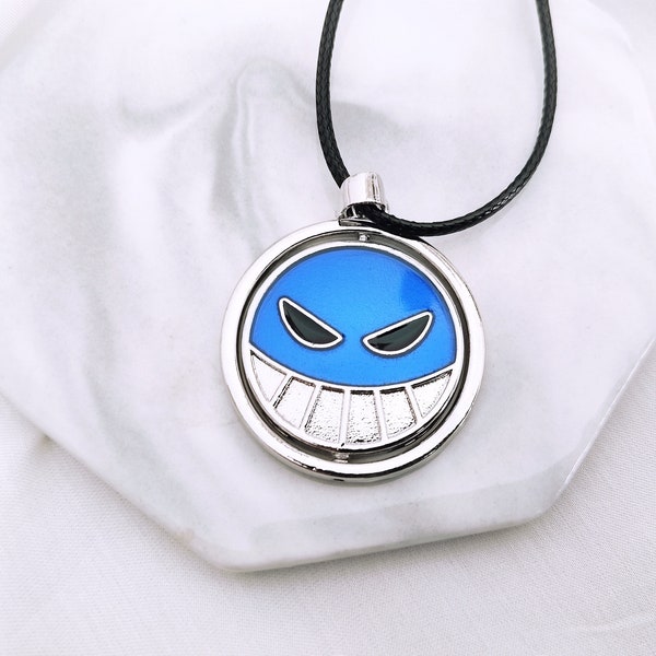 collier animation costume one piece déguisement Portgas D Ace chaine noire simple homme cosplay pour garçon pendentif smiley double faces