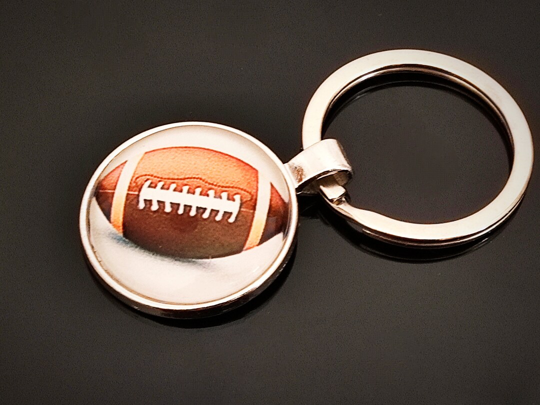 Men's Silver Key Ring in Glass and Metal Rugby Ball Accessory Rugby ...