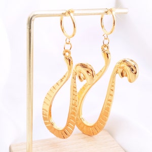 giant golden snake earrings cosplay costume Japanese manga Boa hoop earrings animation costume