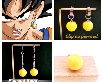 Orecchini Potara gialli orecchini ispirati a Dragon Ball goku neri con clip senza piercing o creolo forato