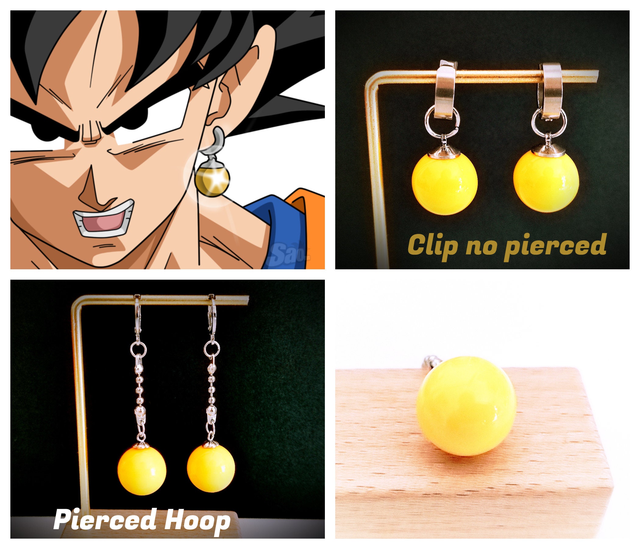 1Pair Anime Dragon Ball Z Potara Earrings Vegetto Son Goku Zamasu Super  Saiyan Fit Ear Clip For Women Men Jewelry