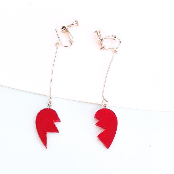 Boucles d'oreilles en acrylique au clips animation japonaise JOJO  pendantes d'oreilles cœur rouge brisées costume manga cosplay Polnareff