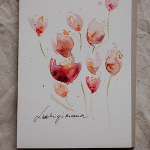 Aquarellkarte MUTTERTAG | handgemalte Aquarelle | Unikate | inkl. Umschlag aus recyceltem Kraftpapier