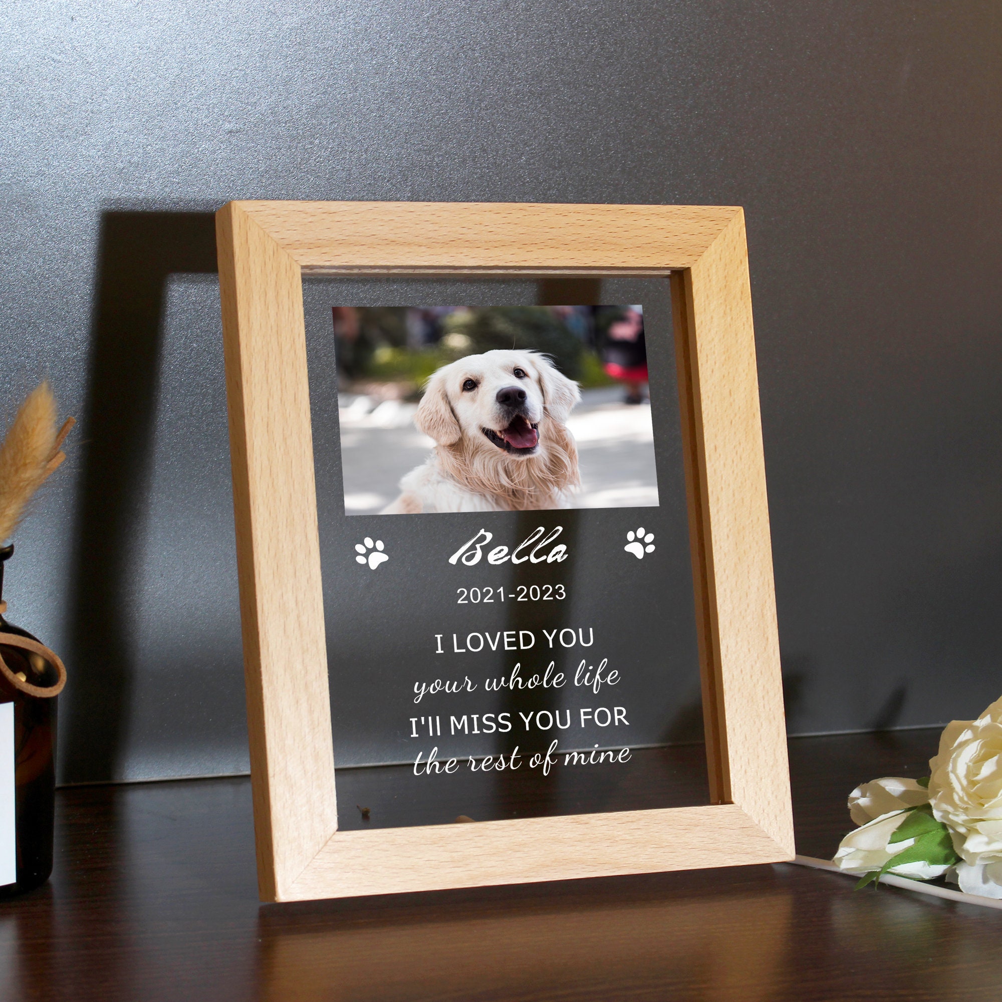 Custom Pet Memorial Photo Frames Light up Pet Memorial Plaque Etsy