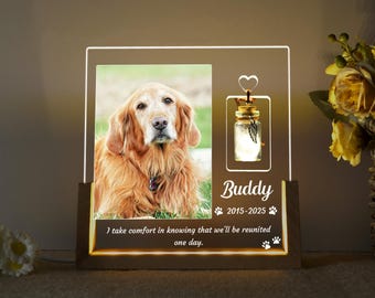 Custom Pet Photo Night Light: Dog Memorial Gift, Personalized Pet Loss Plaque