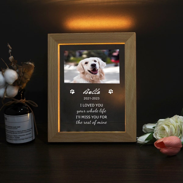 Custom Pet Memorial photo frames Light Up Pet Memorial Plaque Personalized Pet Sympathy Gift Pet Memorial Gifts Pet Loss Gift Gift for Dogs