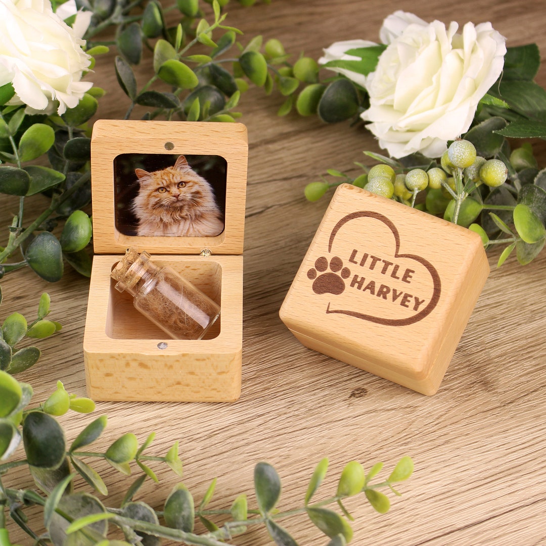 Custom Pet Memorial Gifts,cat Memorial,wooden Pet Hair Memorial Box