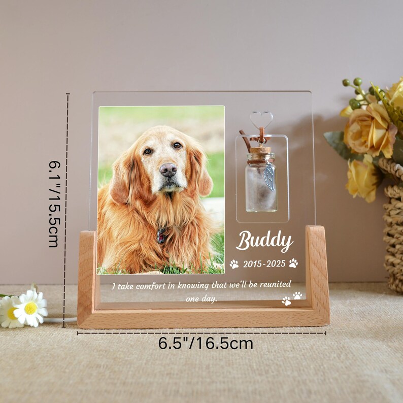 Reunited Frame Custom Pet Photo Night Light: Dog Memorial Gift, Personalized Pet Loss ...