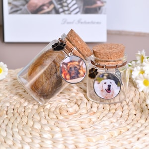 Benutzerdefinierte Haustier Erinnerungsglas, Haustier Pelz Andenken, Haustier Porträt Erinnerungsgeschenk, Erinnerungsglas, Regenbogen Brücke Geschenk, Erinnerungsgeschenk für Hund Katze Haustier