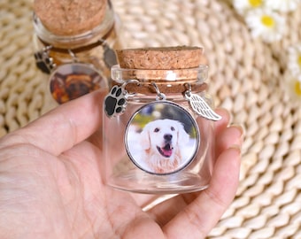 Jarrón conmemorativo personalizado de pelo de mascota: recuerdo personalizado con foto de perro y gato