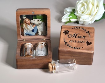 Custom Wooden Pet Fur Keepsake Box: Engraved Pet Memorial Gift