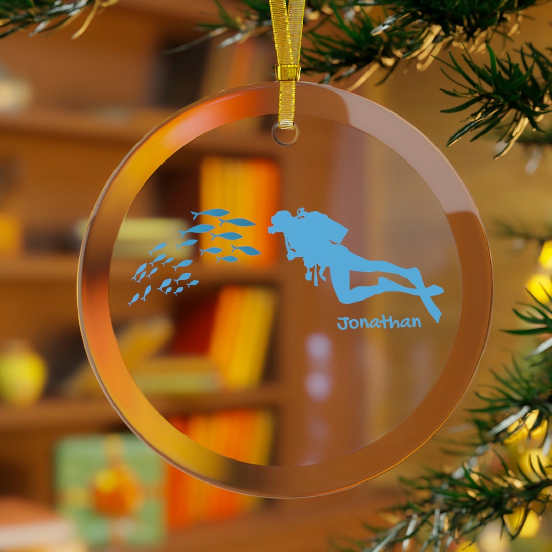 Personalized Scuba Diver Ornament Scuba Diving Glass Etsy