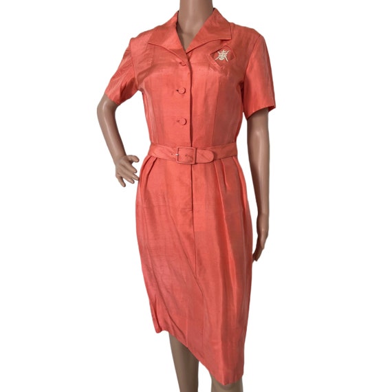 Vintage Dynasty Silk Dress Salmon color - image 8