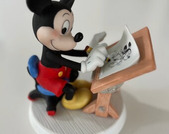 VTG Disney Mickey self Portrait Painting Porcelain Figurine