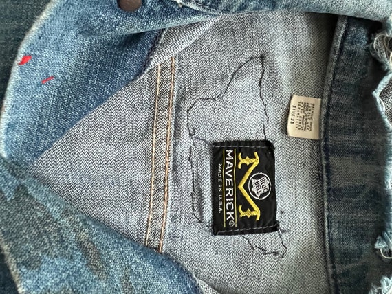 Vintage Maverick Denim Jacket with band patches "… - image 9