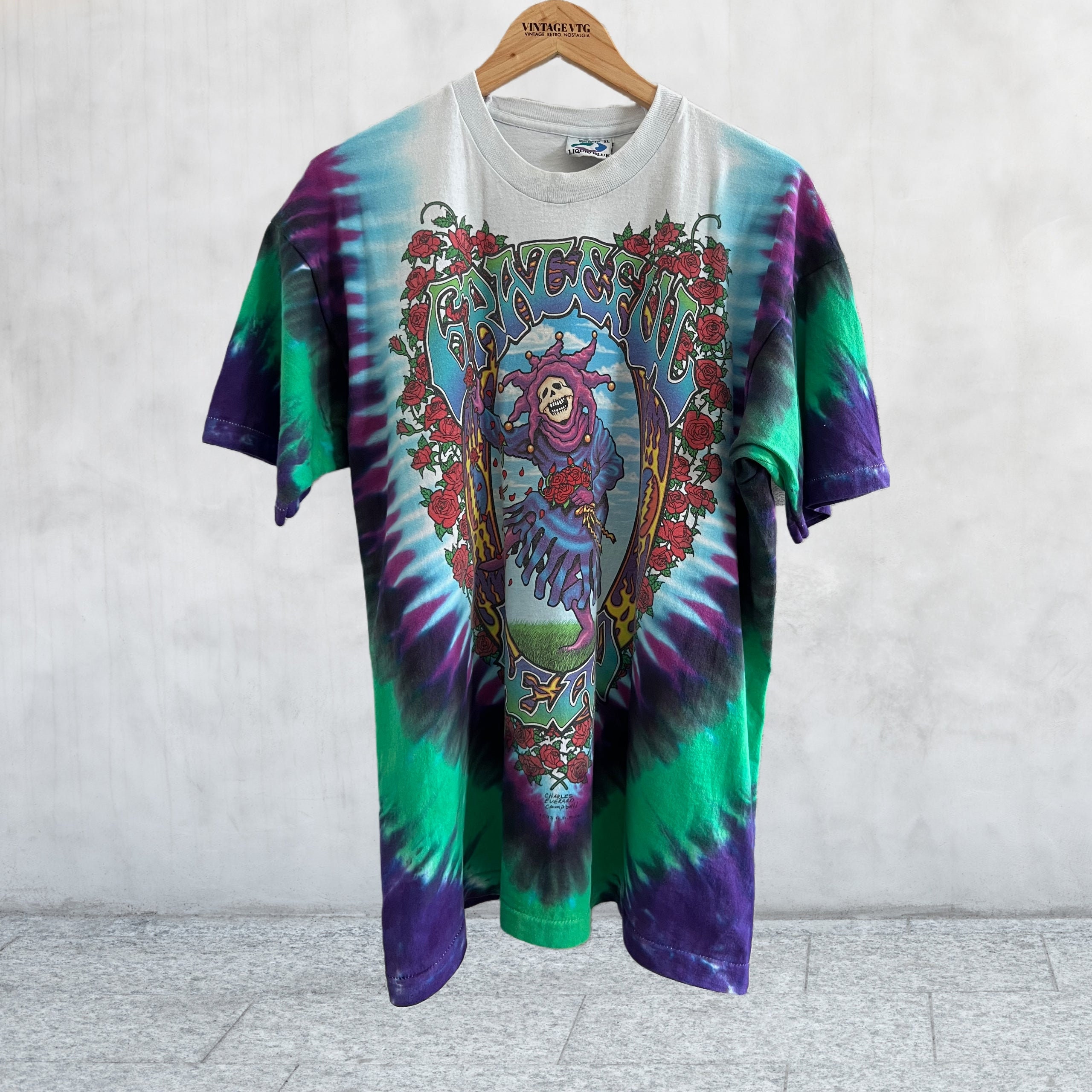 vintage 1993 Grateful Dead タイダイ 長袖Tシャツ L Vintage 1993 Grateful Dead Charles Everard Campbell Tie Dye Liquid
