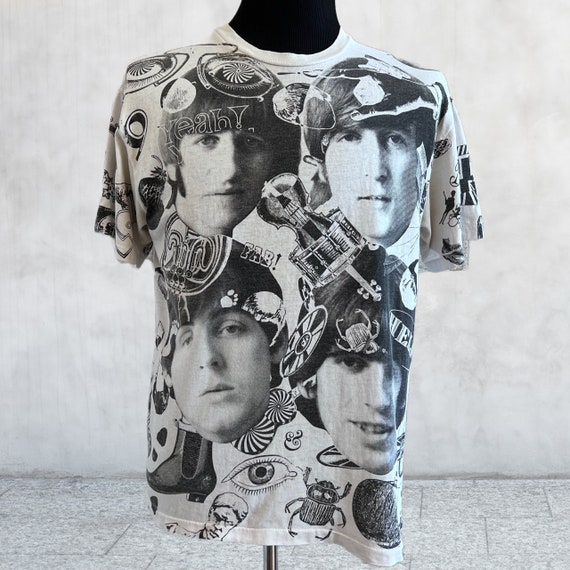 Rare Vintage the Beatles T-shirt 90's AOP Black and White Rare Vintage the Beatles T-shirt 90's AOP Black and White
