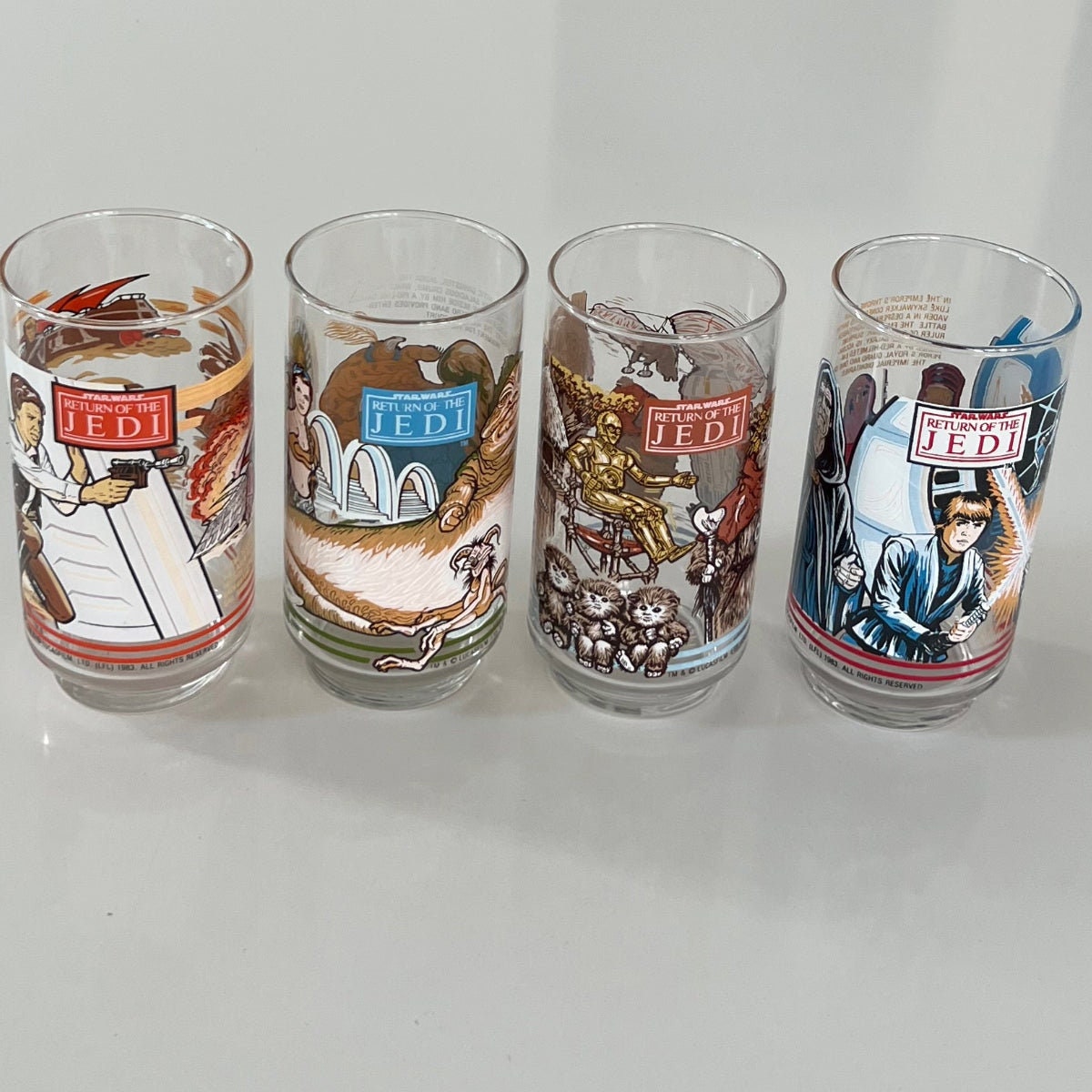 Vintage 1983 Burger King Return Of The Jedi Collectible Drinking Glass set