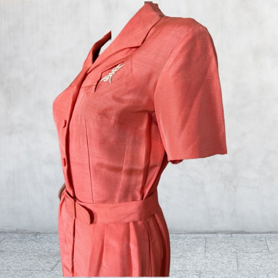 Vintage Dynasty Silk Dress Salmon color - image 6