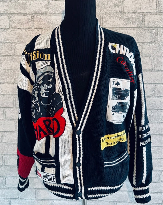 Rare Vintage Chalk Line Black Cardigan sweater Gem