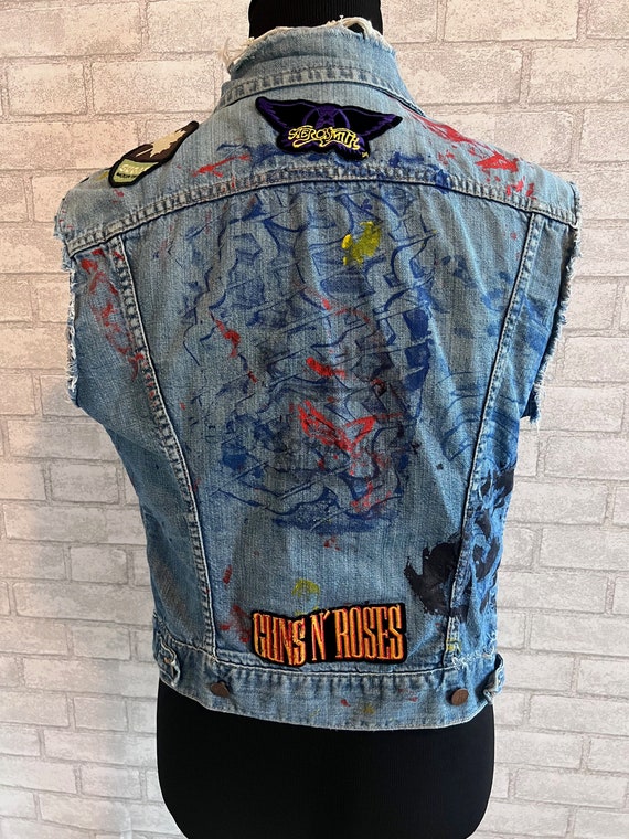 Vintage Maverick Denim Jacket with band patches "… - image 4