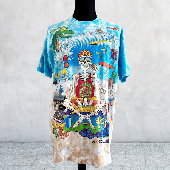 Rare vintage 1992 Joey Mars Liquid Blue tie dye Multi Color shirt 