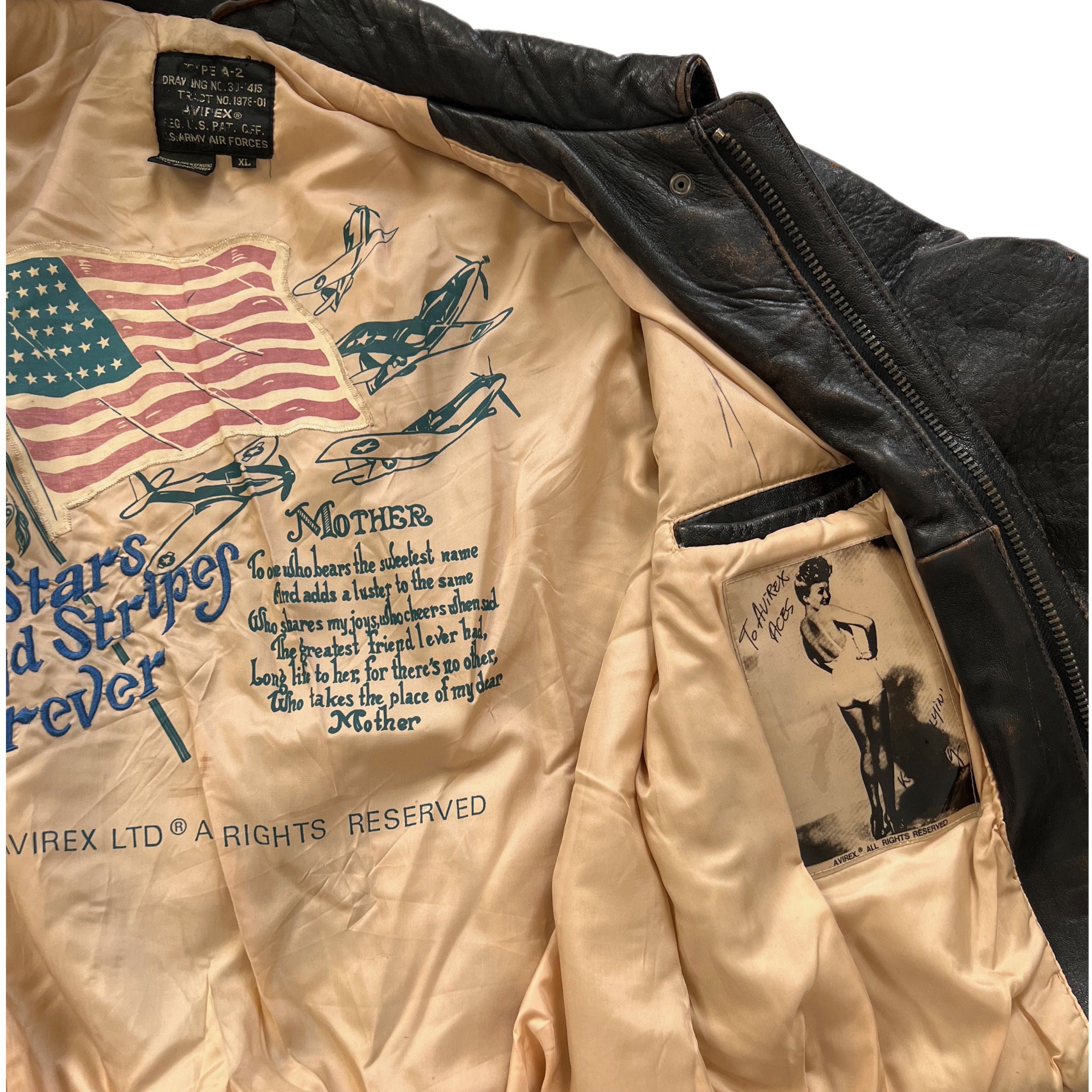 Vintage 89 Avirex A-2 Leather Flight Bomber Jacket Large Vintage 89 Avirex A-2 Leather Flight Bomber Jacket Large