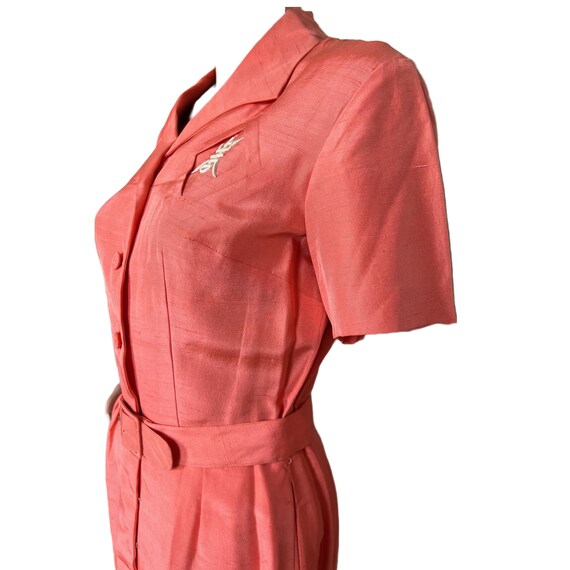 Vintage Dynasty Silk Dress Salmon color - image 10