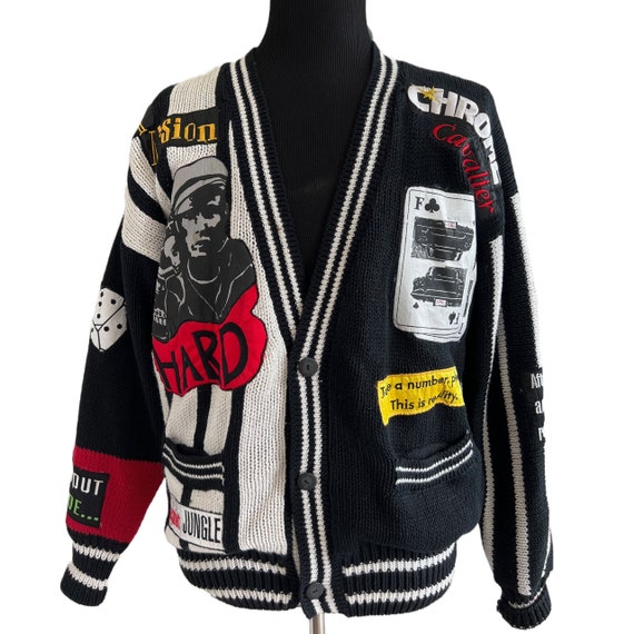 Rare Vintage Chalk Line Black Cardigan sweater Gem