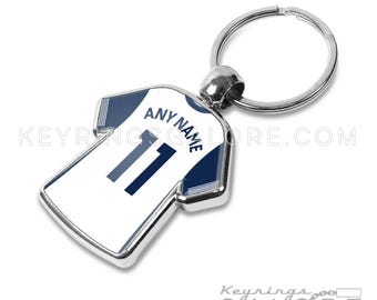 Spurs shirt key ring, double sided front & rear 24-25 shirt design, personalised