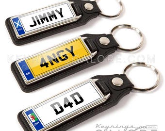 Number Plate Keyring Personalised Faux Leather Car Accessories Custom Key Chain With Country Flag