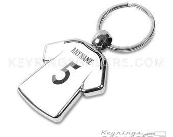 Personalised Real Madrid Shirt Keychain, Custom Name & Number