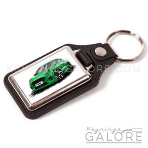 Cartoon Caricature of the Ford Puma ST in a Stylish Leather Look Keyring Available in 7 Colours