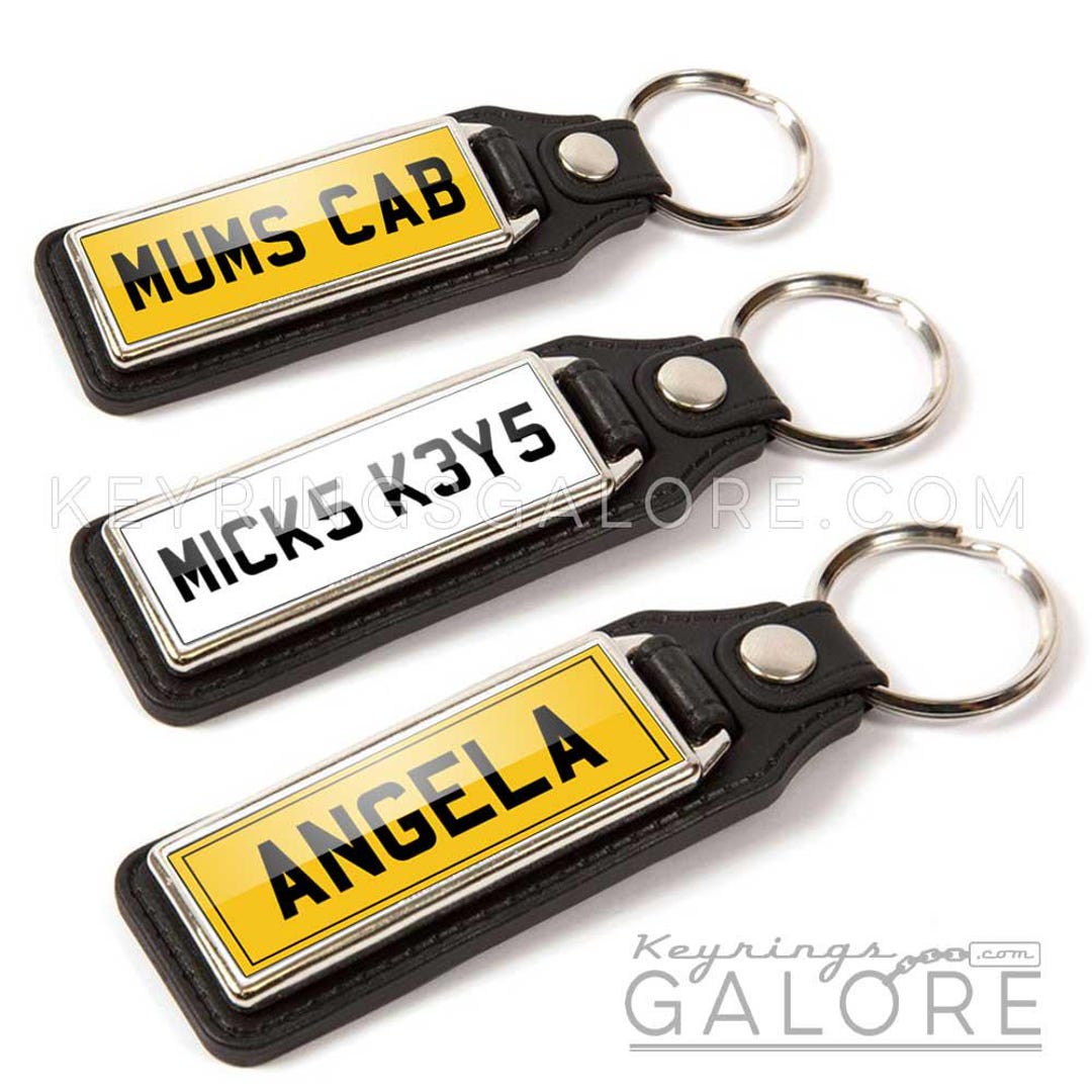 Number License Plate Keyring Personalised Faux Leather Car Accessories ...