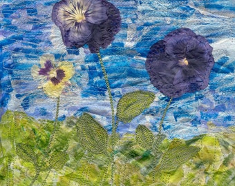 Mixed Media Giclée Print With Spring Pansies