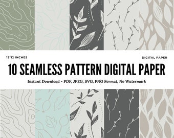 10 Seamless Pattern Digital Paper - CMYK Best for Professional Printing