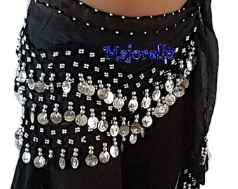 Belly Dance Hip Scarf, Hand Made Belly Dancing Skirt Coin Sash