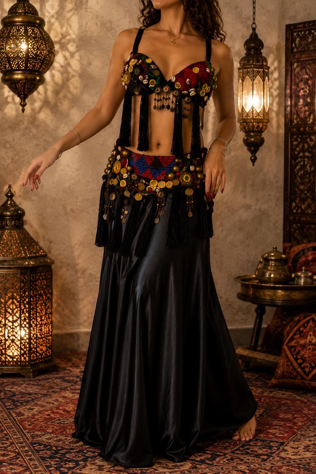日本スタイルのベリーダンスフュージョン手作り衣装 Tribal fusion bellydance costume - Etsy 日本