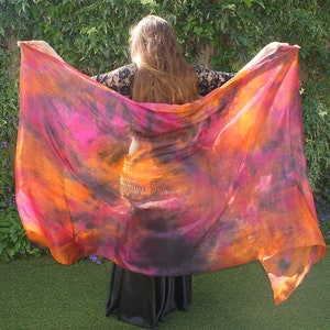 Silk belly dance veil in tie dye