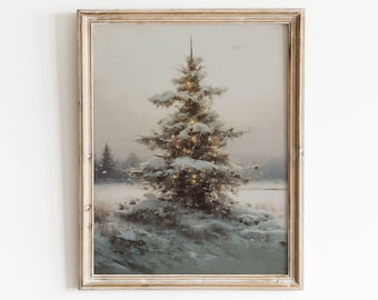 Vintage Christmas Print | Winter Art Print | Christmas Tree Print