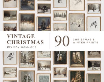 Vintage Christmas Gallery Wall Set  | Mega Bundle - 90 Prints | Timeless Winter Wall Art | Rustic Christmas Decor | Winter Gallery Wall
