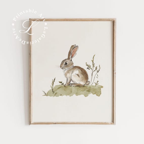 Rustic Nursery Wall Art | Rabbit Print | Cute Animal Print for Kids Room Decor | Farmhouse Nursery Art | Vintage Nursery | Digital Download