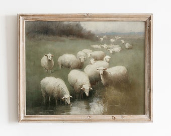 Sheep Painting | Farmhouse Wall Art | Farm Animal Print