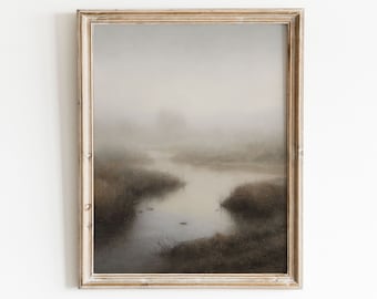 Fall Wall Art | Moody Landscape Painting | Vintage Nature Print
