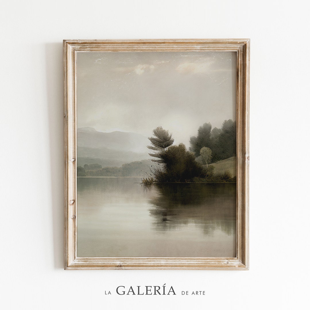 Moody Landscape Painting | Vintage Nature Print | Fall Wall Art - Etsy